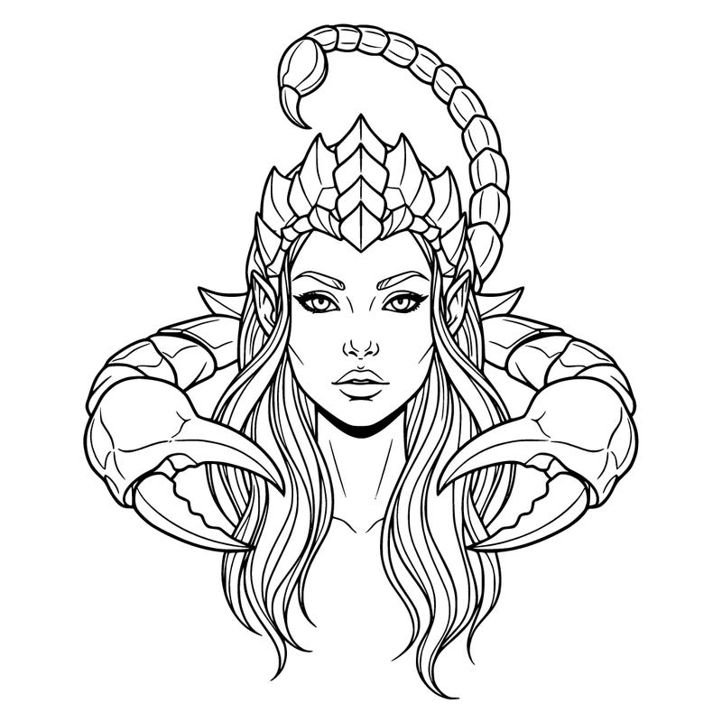 face of a beautiful scorpion woman