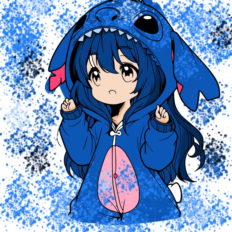 anime girl in a stitch onsie