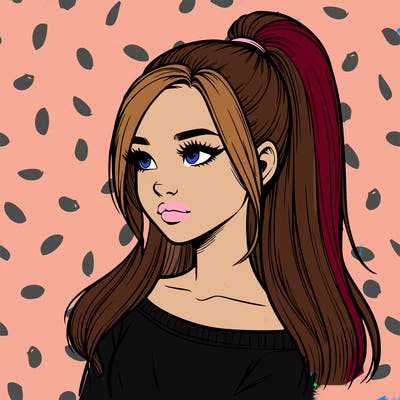 realistic girl with a high ponytail