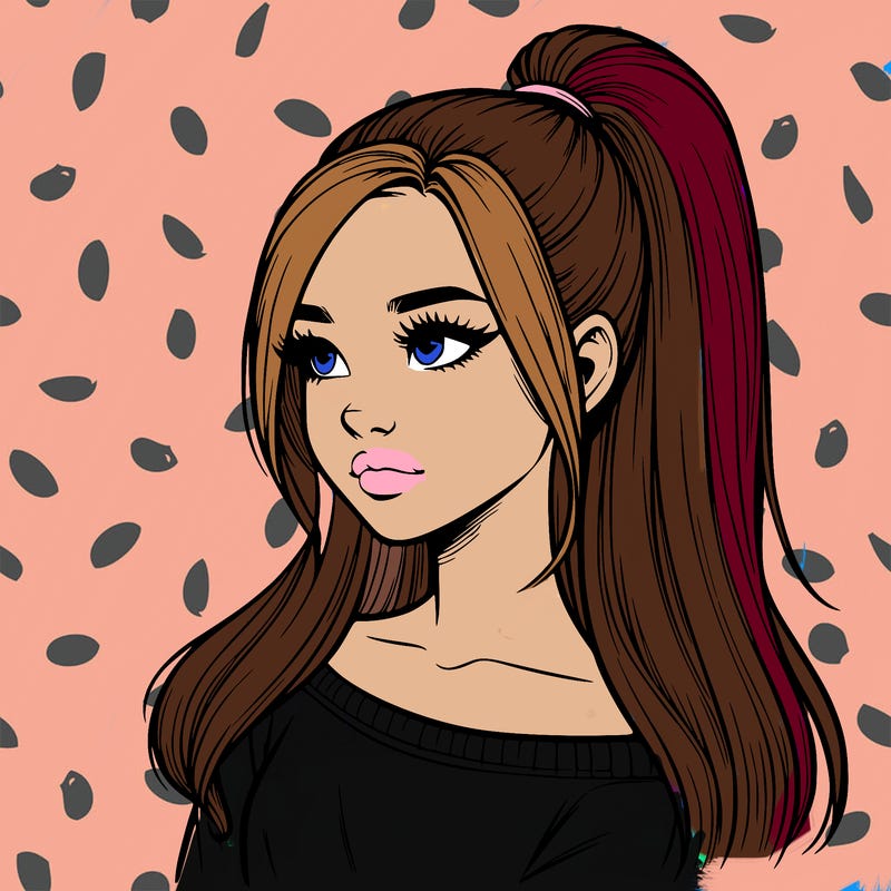 realistic girl with a high ponytail