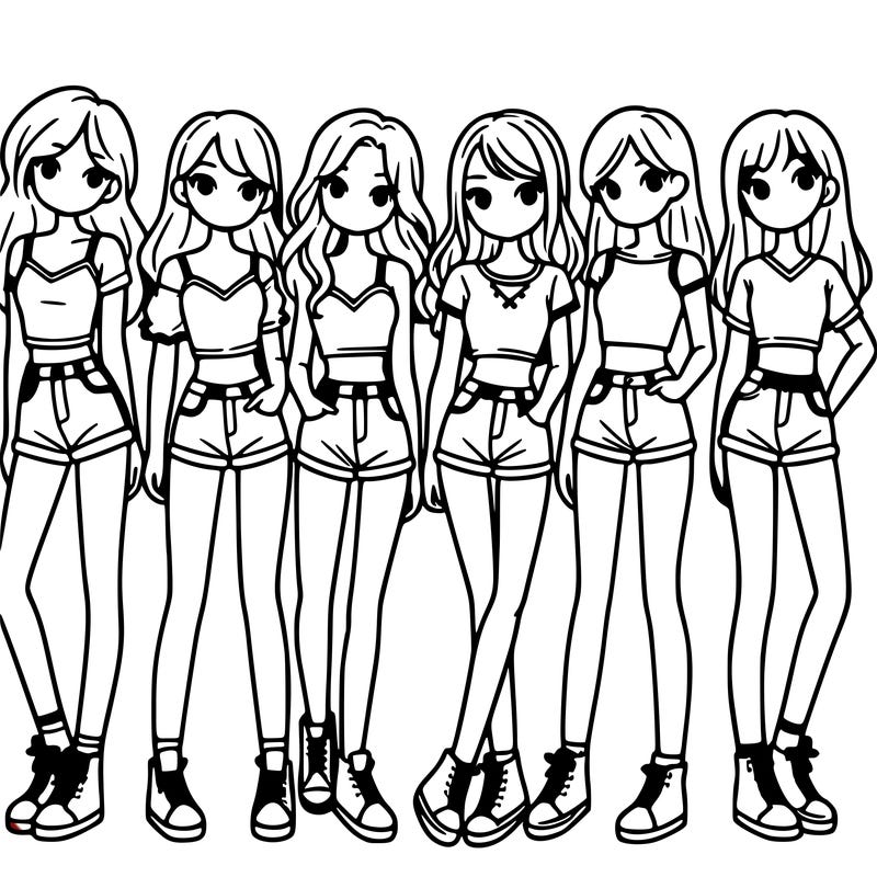 a group of girls wearing crop tops and shorts