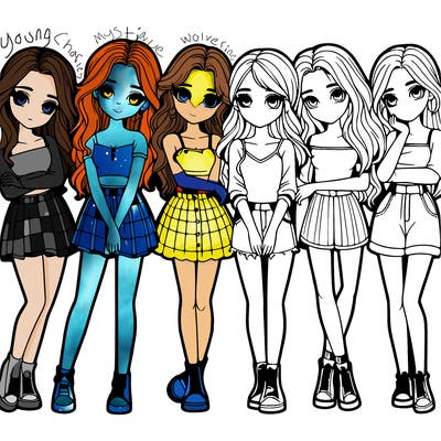 a group of girls realistic