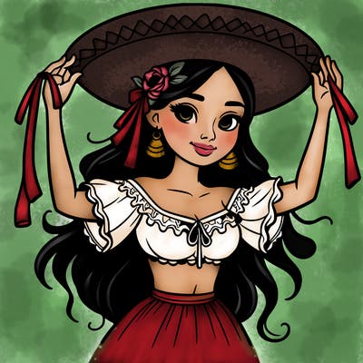 realistic mexican girl dancer