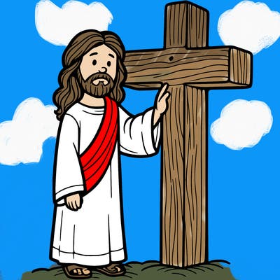 jesus standing beside the cross