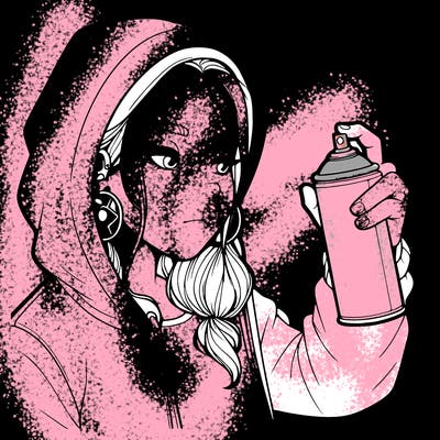 a realistic girl, spray painting