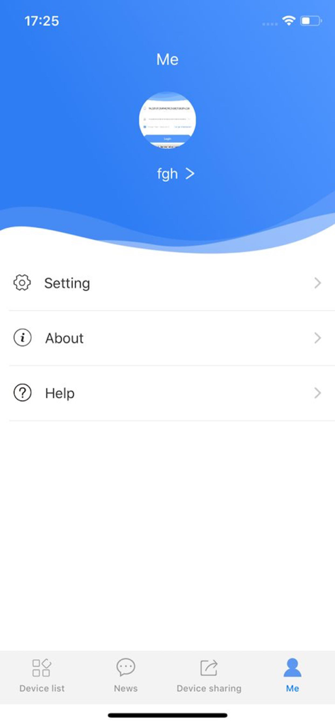 Intelligent AC - User profile and settings menu in the Intelligent AC app.