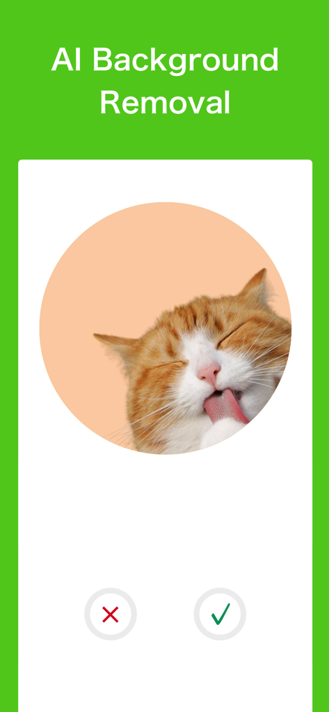 Round Pic Maker: PFP Icon - Round Pic Maker app interface showing AI background removal for a circular cat profile picture icon