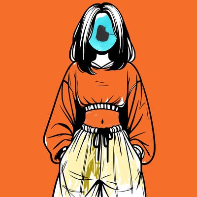 realistic girl faceless with baggy pants and a crop top