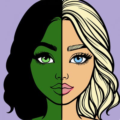 realistic girl split half