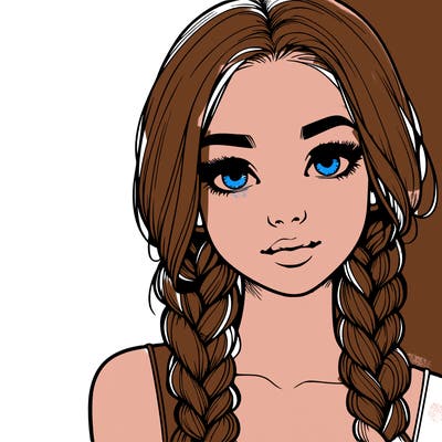 realistic girl with braids