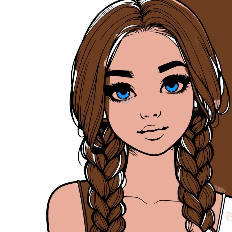 realistic girl with braids