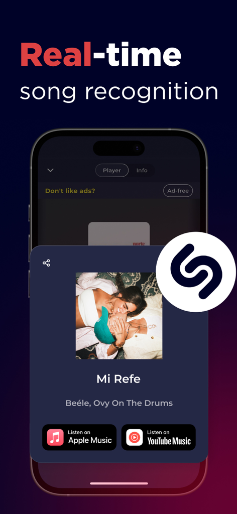 Real-time song identification feature in Radio Guatemala FM Online using Shazam integration