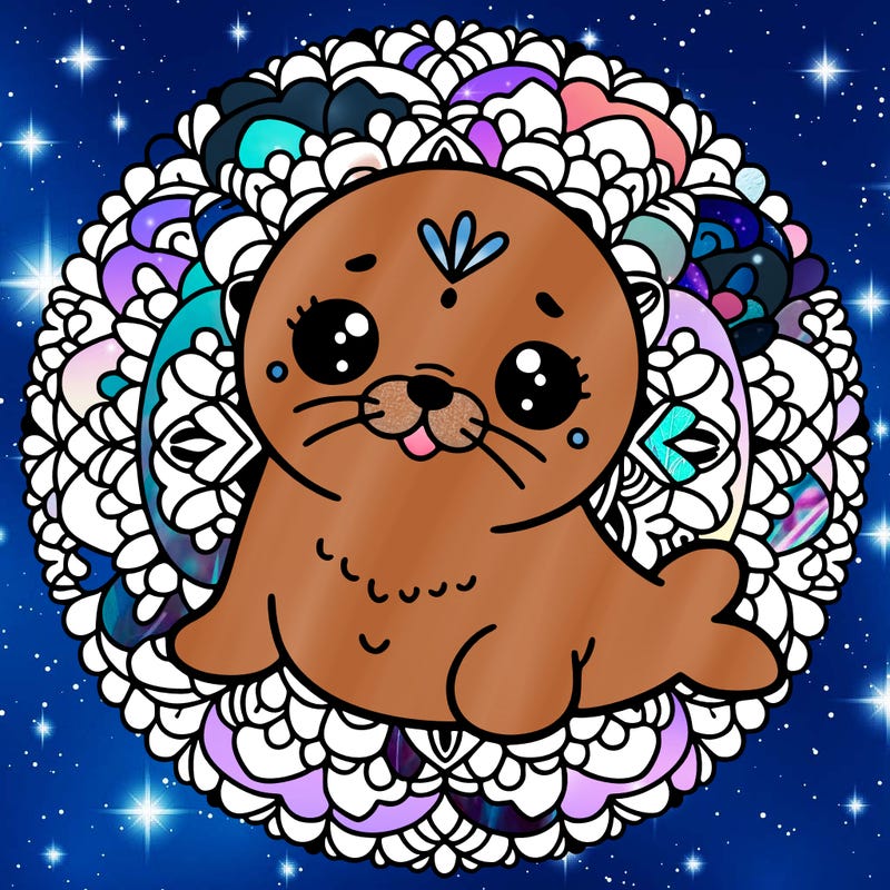 a cute baby seal mandala