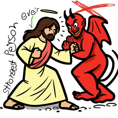 jesus fighting the devil