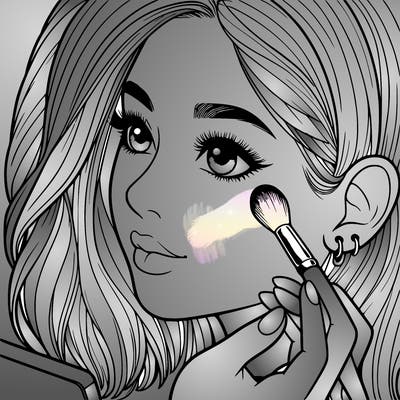 a realistic girl doing her makeup