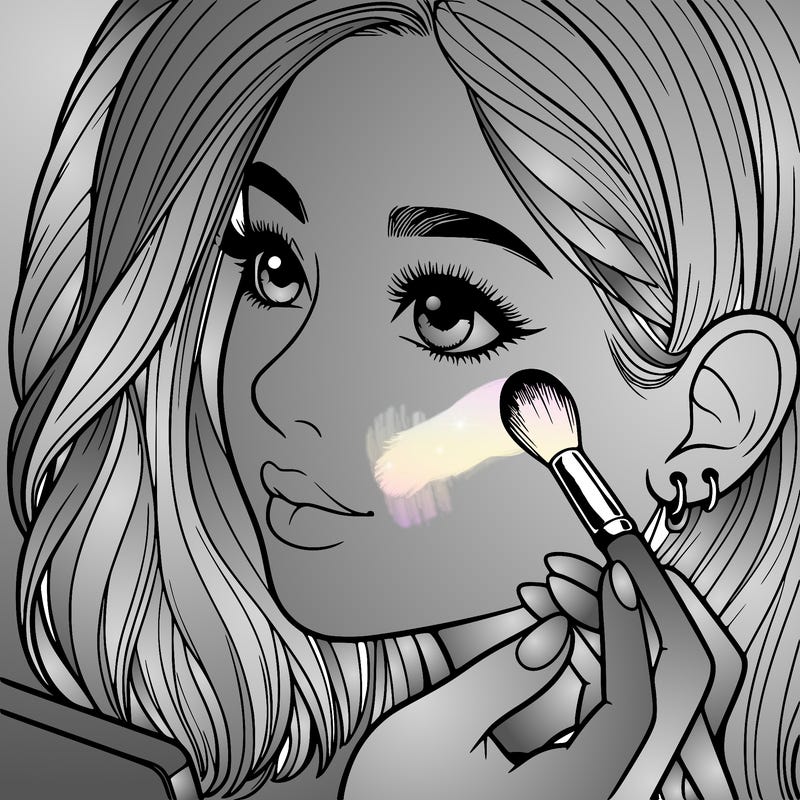 a realistic girl doing her makeup