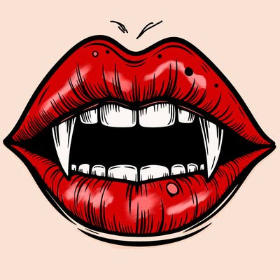 lips with vampire teeth