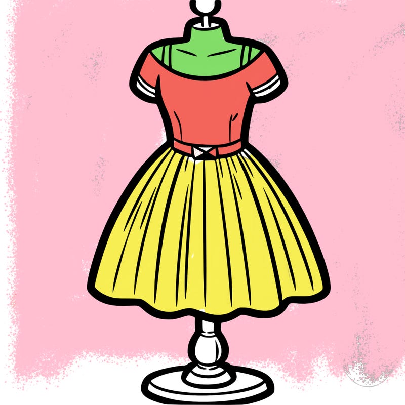 a blank dress on a stand shown