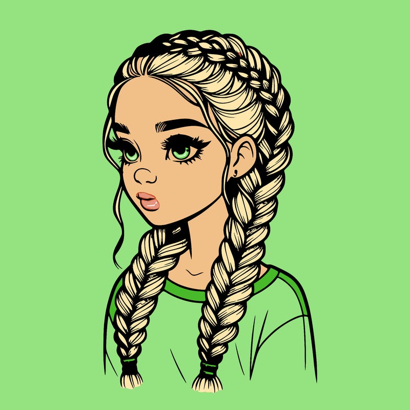 realistic girl with braids