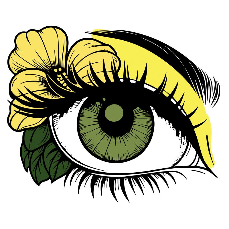realistic eye with flower