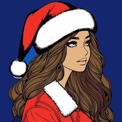 realistic girl in santa hat
