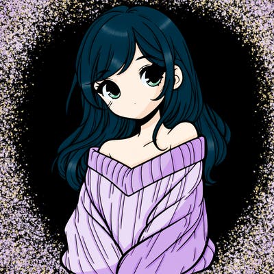 shy pretty girl wearing a sweater that is falling off one shoulder portrait