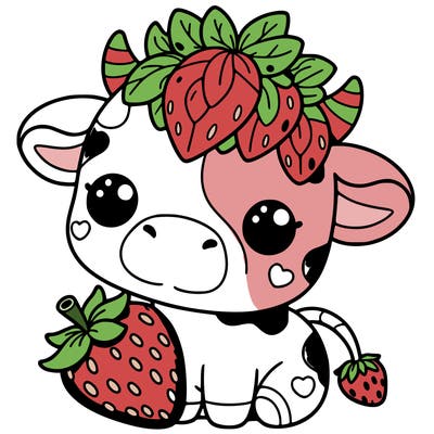 cute strawberry cow
