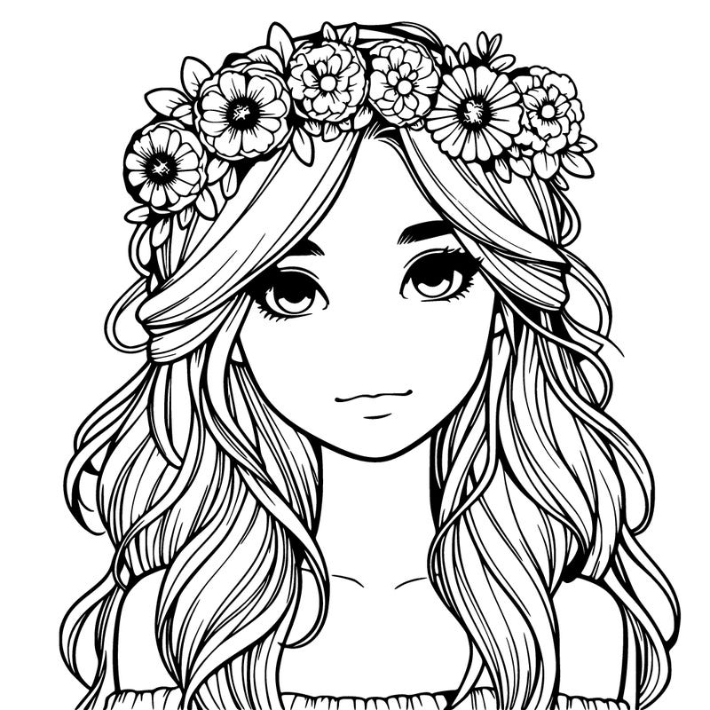 realistic girl with flower crown