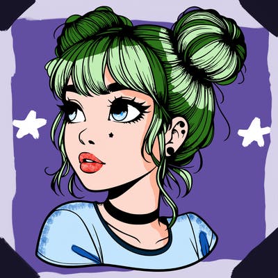 realistic girl with spacebuns