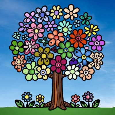 a tree made of flowers