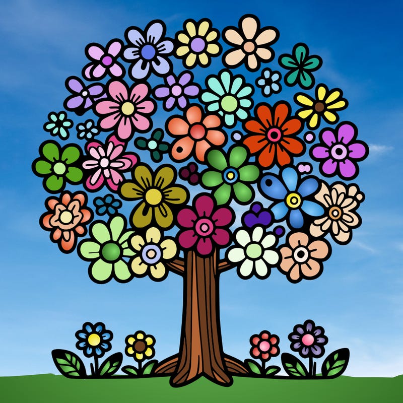a tree made of flowers