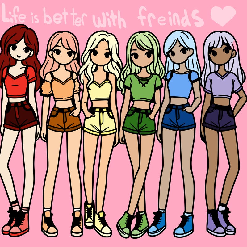 a group of girls wearing crop tops and shorts