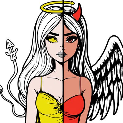 devil vs angel realistic girl