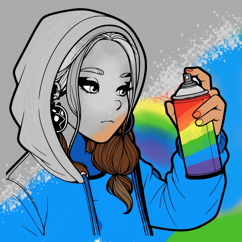 a realistic girl, spray painting