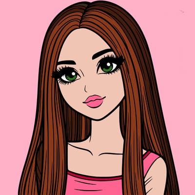 realistic girl with straight and long hair