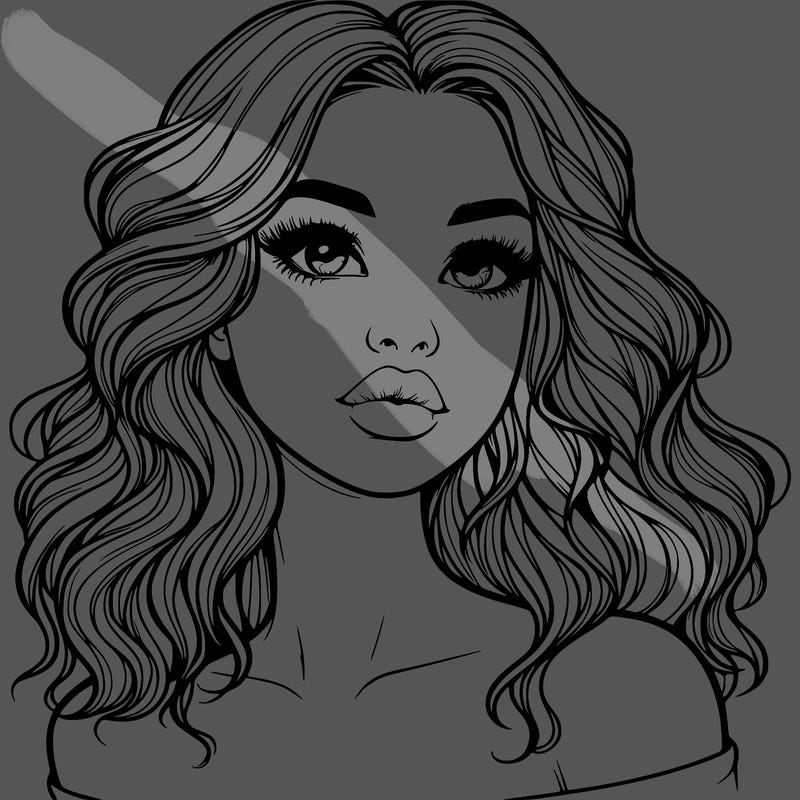 realistic girl with wavy hair and lips