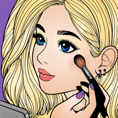 a realistic girl doing her makeup