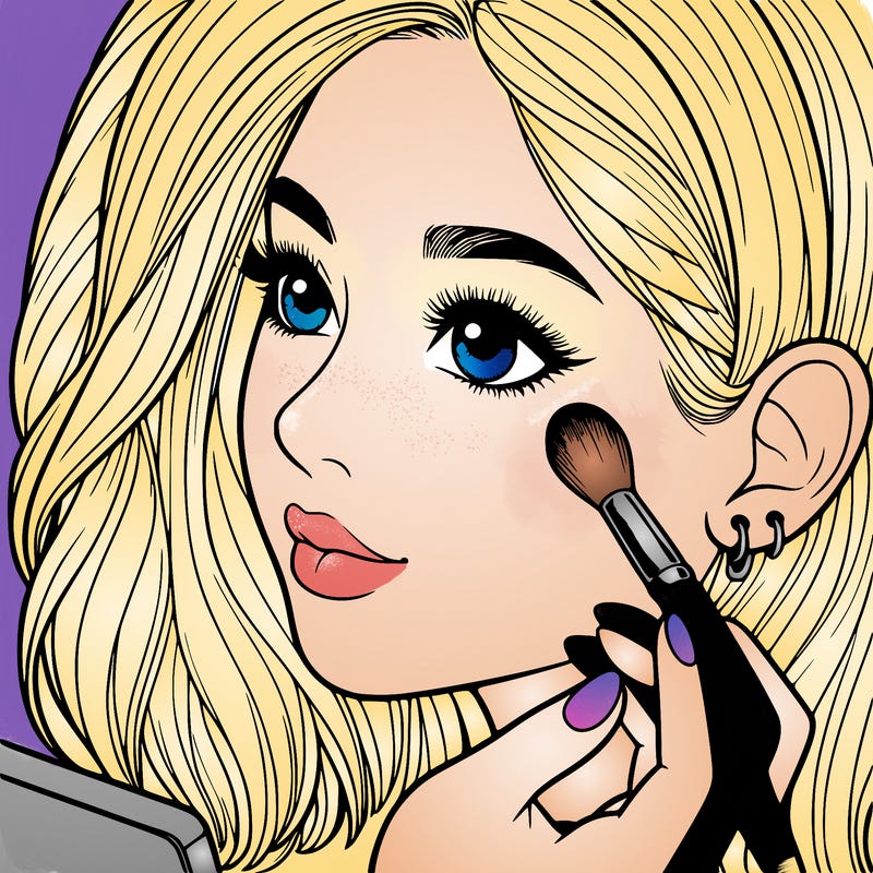 a realistic girl doing her makeup