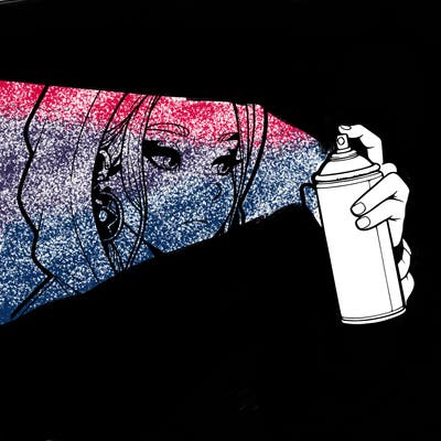 a realistic girl, spray painting