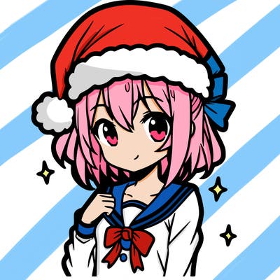 anime girl wearing a santa hat