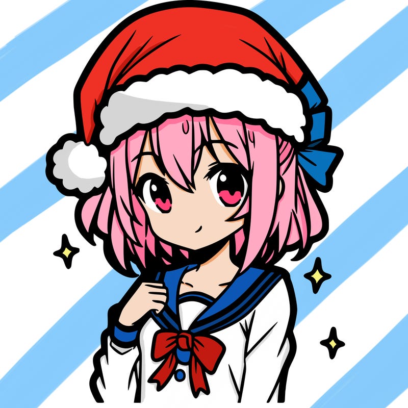 anime girl wearing a santa hat