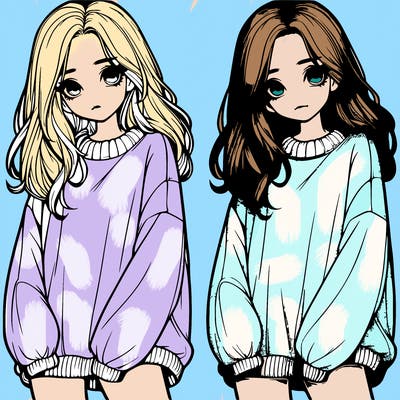 realistic girl with baggy sweater