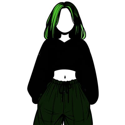 realistic girl faceless with baggy pants and a crop top