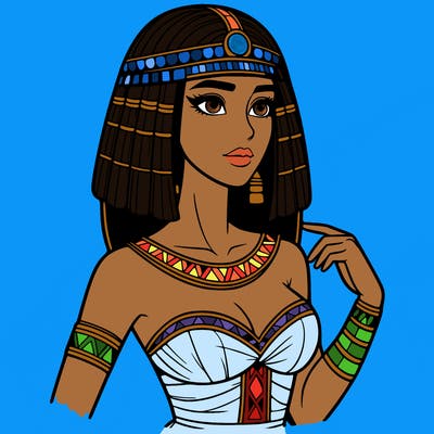 realistic woman wearing a cleopatra costume