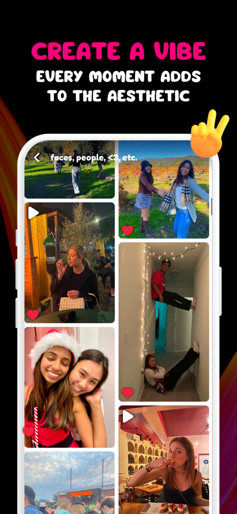 A collection of aesthetic photos in a MoodStream dump showing friends and daily life moments