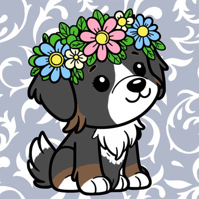 dog with flower crown