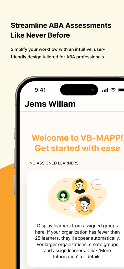 VBMAPP - Welcome screen of the VBMAPP app for streamlining ABA assessments