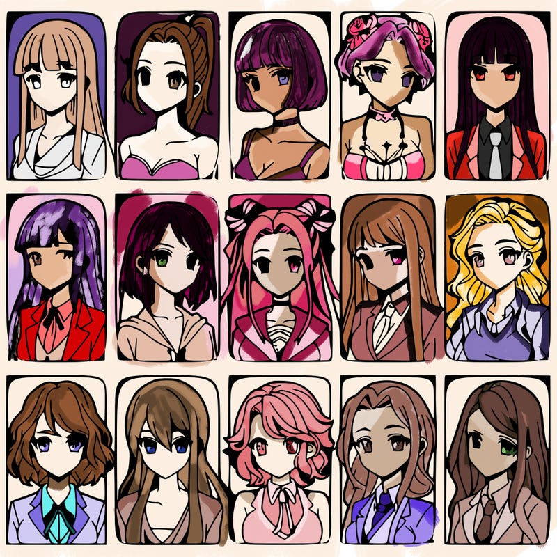 girls that look diffrent anime