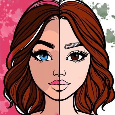 realistic girl split half