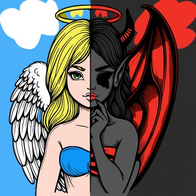 realistic angel half demon